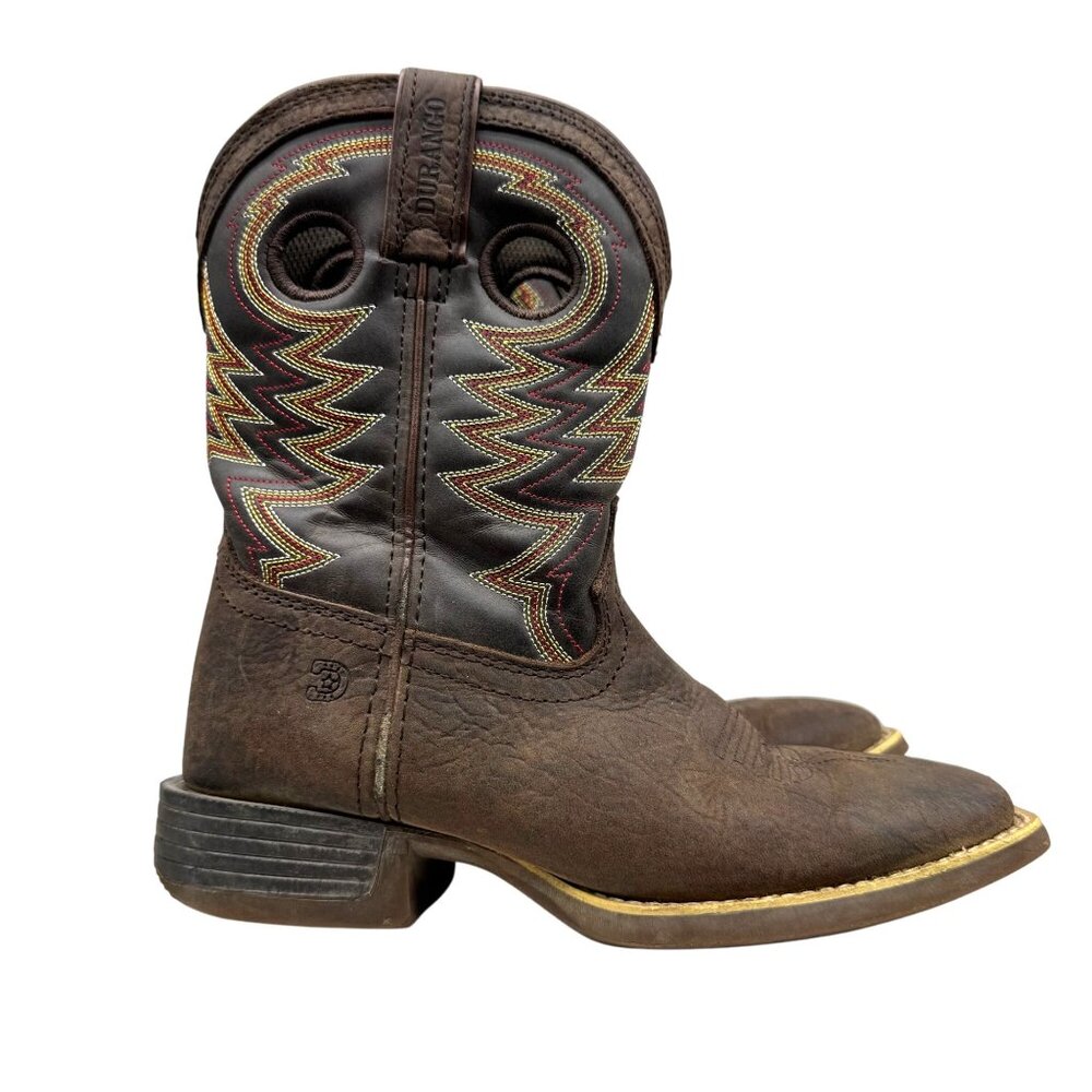 Durango Lil' Rebel Pro Brown Leather Square toe 8" Western Cowboy Boot Kids  2M